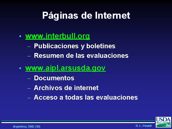 Páginas de Internet • www. interbull. org - Publicaciones y boletines - Resumen de