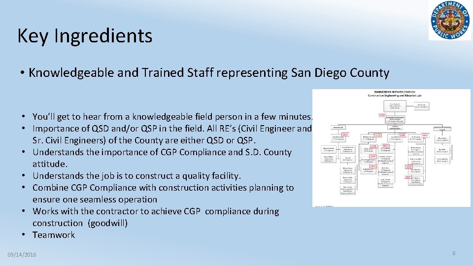 Key Ingredients • Knowledgeable and Trained Staff representing San Diego County • You’ll get