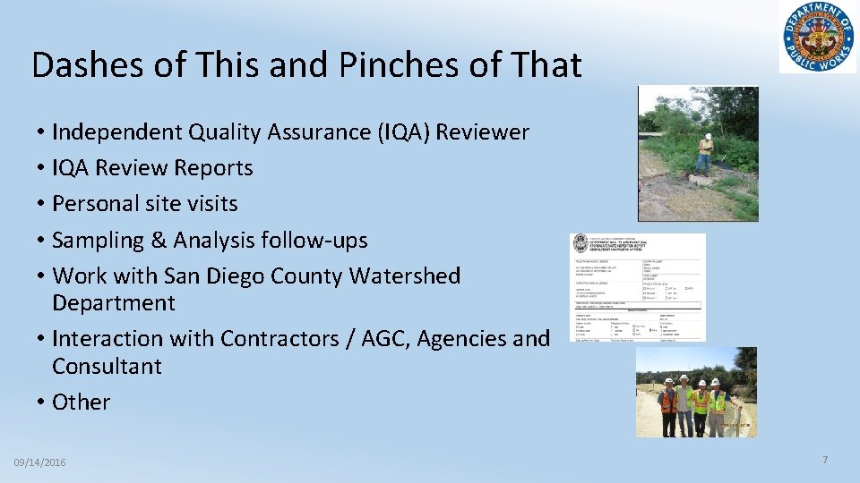 Dashes of This and Pinches of That • Independent Quality Assurance (IQA) Reviewer •