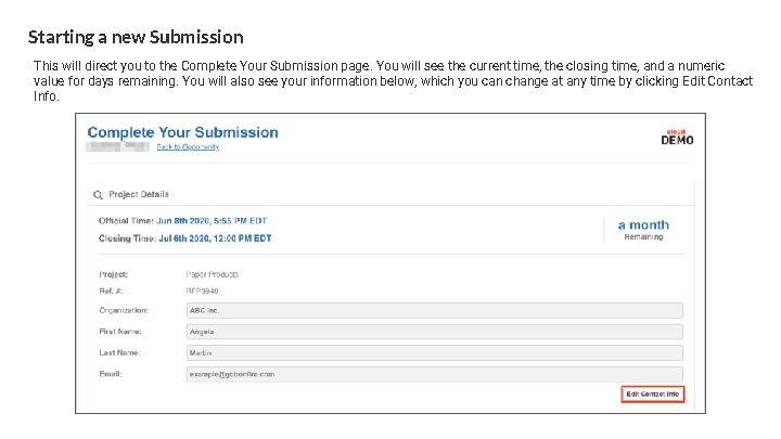 Starting a new Submission This will direct you to the Complete Your Submission page.