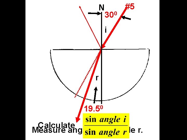 N 300 #5 i r 19. 50 Calculate Measure angle i and angle r.