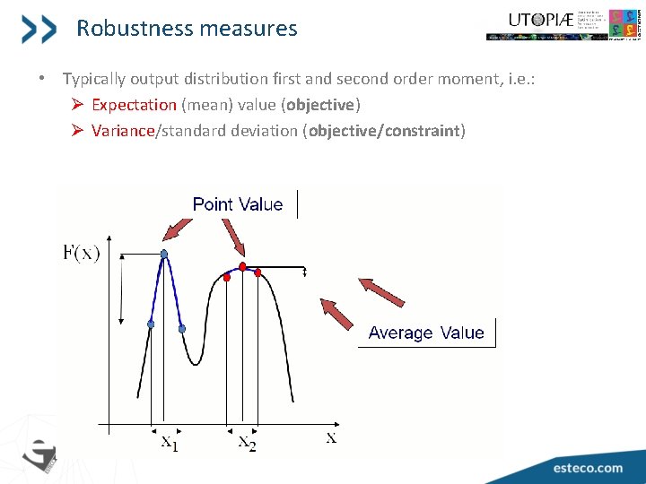 Robustness measures • Typically output distribution first and second order moment, i. e. :