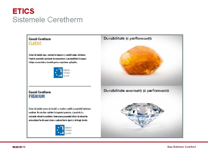 ETICS Sistemele Ceretherm Slide 25 30. 09. 2013 Gala Business Construct ETICS Sistemele Ceretherm Slide 25 30. 09. 2013 Gala Business Construct