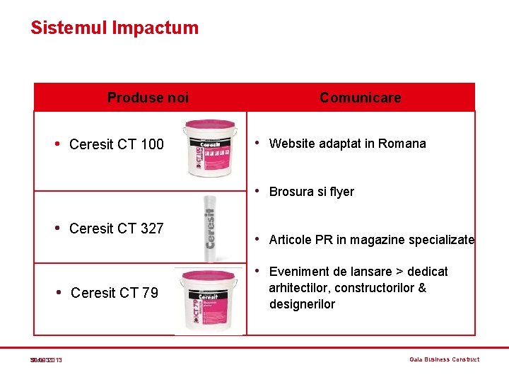 Sistemul Impactum Produse noi • Ceresit CT 100 Comunicare • Website adaptat in Romana Sistemul Impactum Produse noi • Ceresit CT 100 Comunicare • Website adaptat in Romana