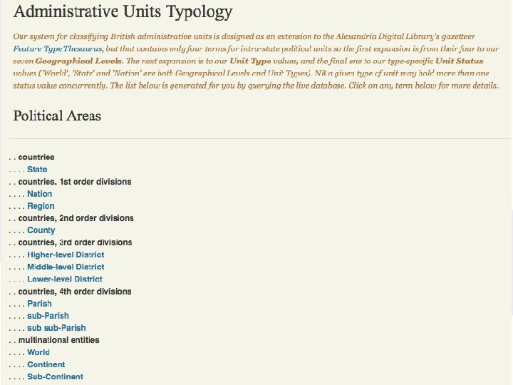 Great Britain Historical GIS Project: A Vision of Britain though Time Typology Overview 14