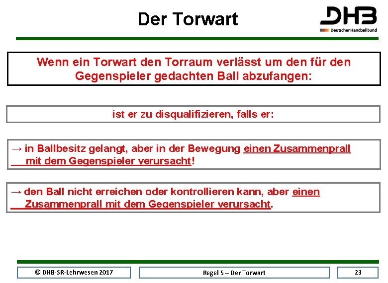 Der Torwart Wenn ein Torwart den Torraum verlässt um den für den Gegenspieler gedachten