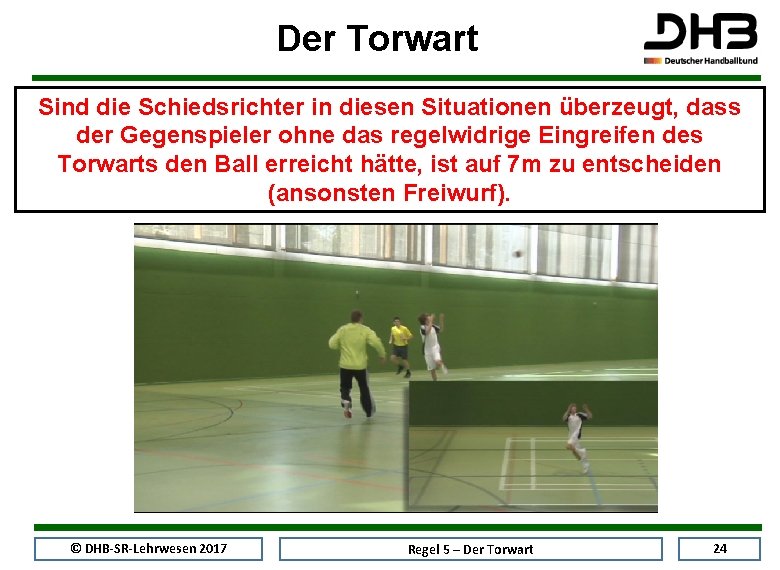 Der Torwart Sind die Schiedsrichter in diesen Situationen überzeugt, dass der Gegenspieler ohne das