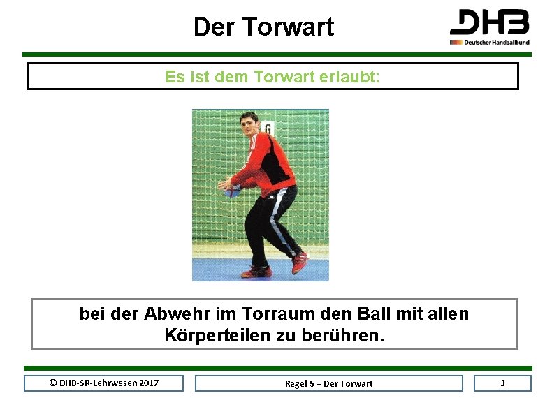 Der Torwart Es ist dem Torwart erlaubt: bei der Abwehr im Torraum den Ball