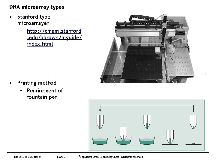 DNA microarray types • Stanford type microarrayer – http: //cmgm. stanford. edu/pbrown/mguide/ index. html