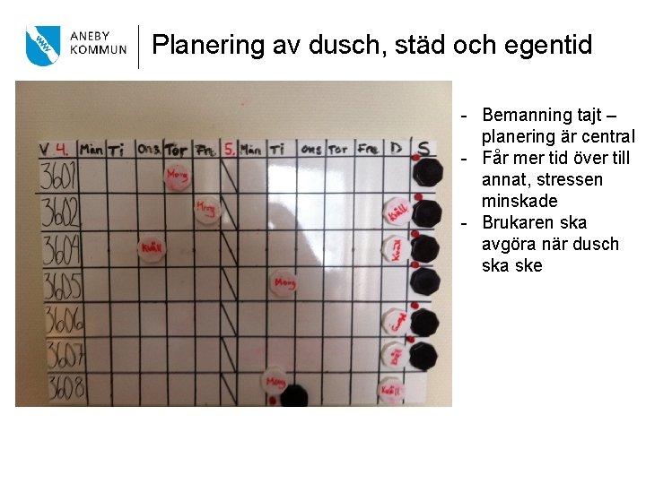 Planering av dusch, städ och egentid - Bemanning tajt – planering är central -