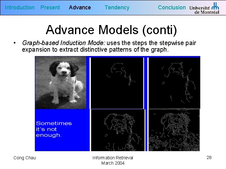 Introduction Present Advance Tendency Conclusion Advance Models (conti) • Graph-based Induction Mode: uses the