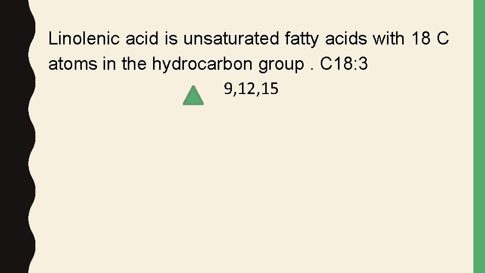 Linolenic acid is unsaturated fatty acids with 18 C atoms in the hydrocarbon group.