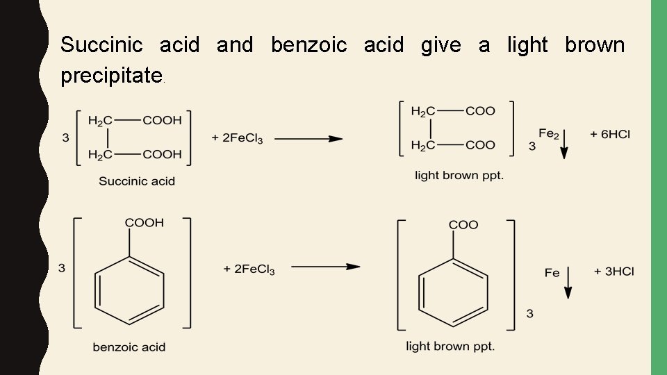 Succinic acid and benzoic acid give a light brown precipitate. 