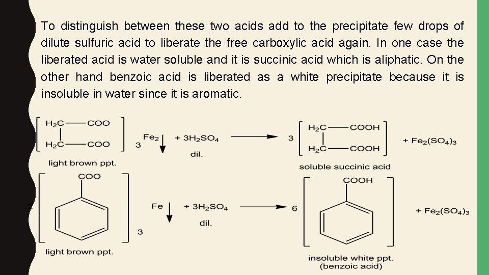 To distinguish between these two acids add to the precipitate few drops of dilute