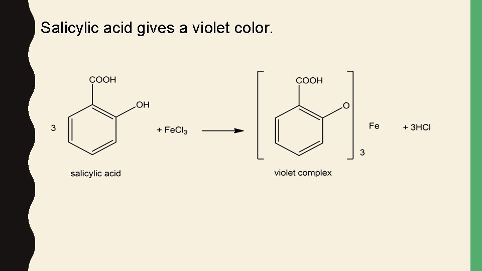 Salicylic acid gives a violet color. 