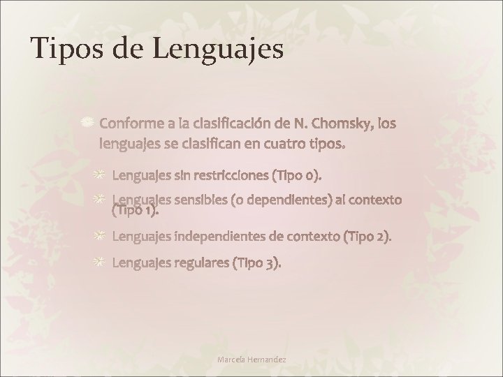 Tipos de Lenguajes Marcela Hernandez 