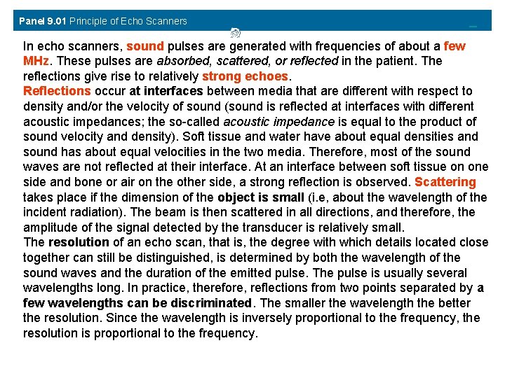 Panel 9. 01 Principle of Echo Scanners In echo scanners, sound pulses are generated Panel 9. 01 Principle of Echo Scanners In echo scanners, sound pulses are generated