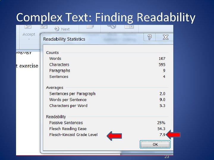 Complex Text: Finding Readability 23 