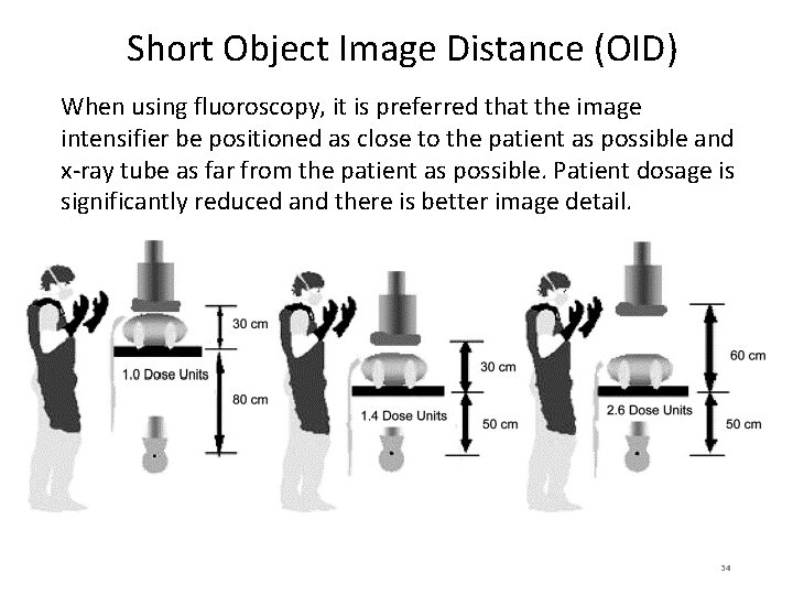 Short Object Image Distance (OID) When using fluoroscopy, it is preferred that the image