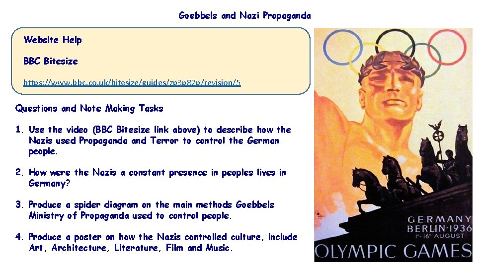 Goebbels and Nazi Propaganda Website Help BBC Bitesize https: //www. bbc. co. uk/bitesize/guides/zp 3