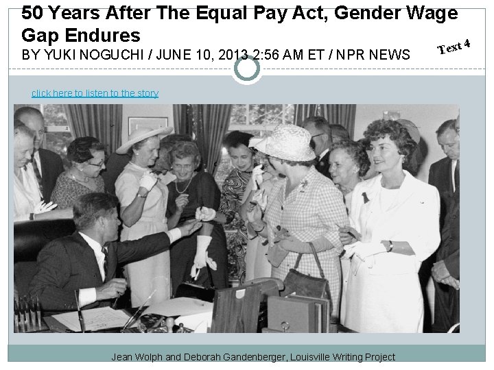 50 Years After The Equal Pay Act, Gender Wage Gap Endures xt 4 BY