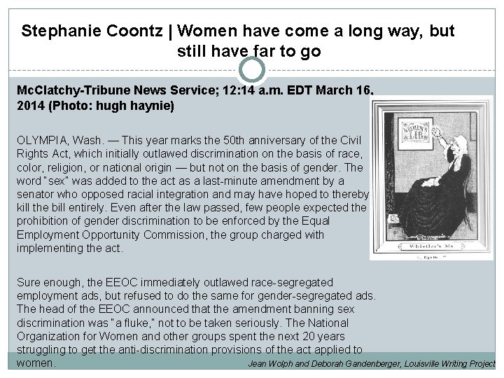 Stephanie Coontz | Women have come a long way, but still have far to