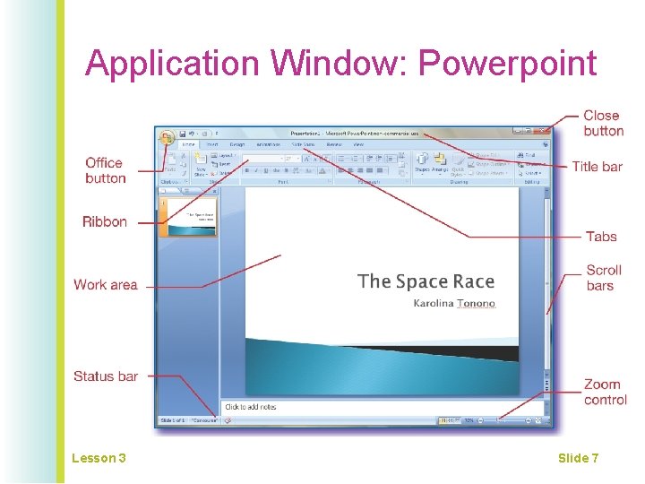 Application Window: Powerpoint Lesson 3 Slide 7 