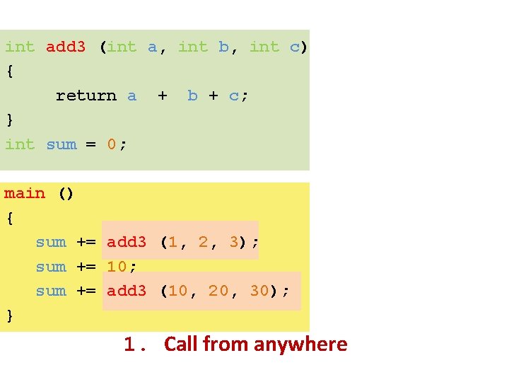 int add 3 (int a, int b, int c) { return a + b
