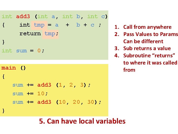 int add 3 (int a, int b, int c) { int tmp = a int add 3 (int a, int b, int c) { int tmp = a