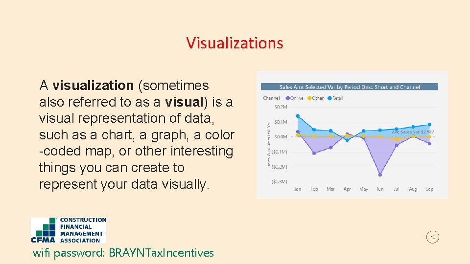 Visualizations A visualization (sometimes also referred to as a visual) is a visual representation