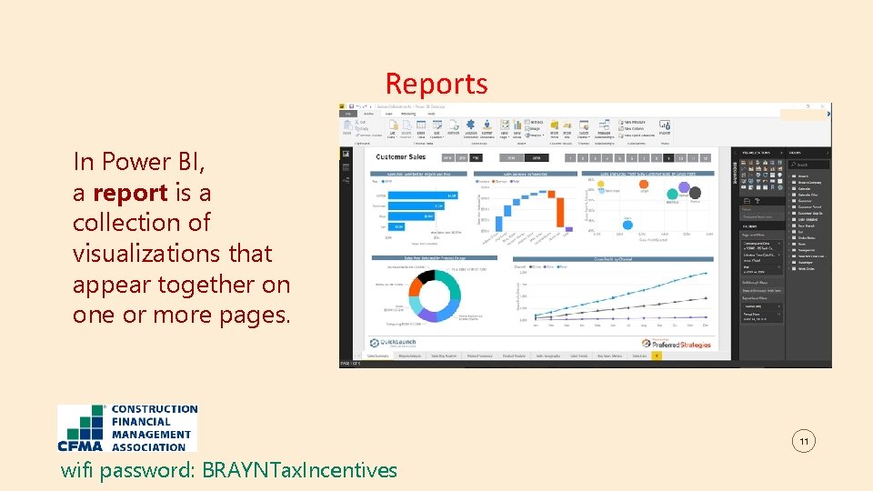 Reports In Power BI, a report is a collection of visualizations that appear together