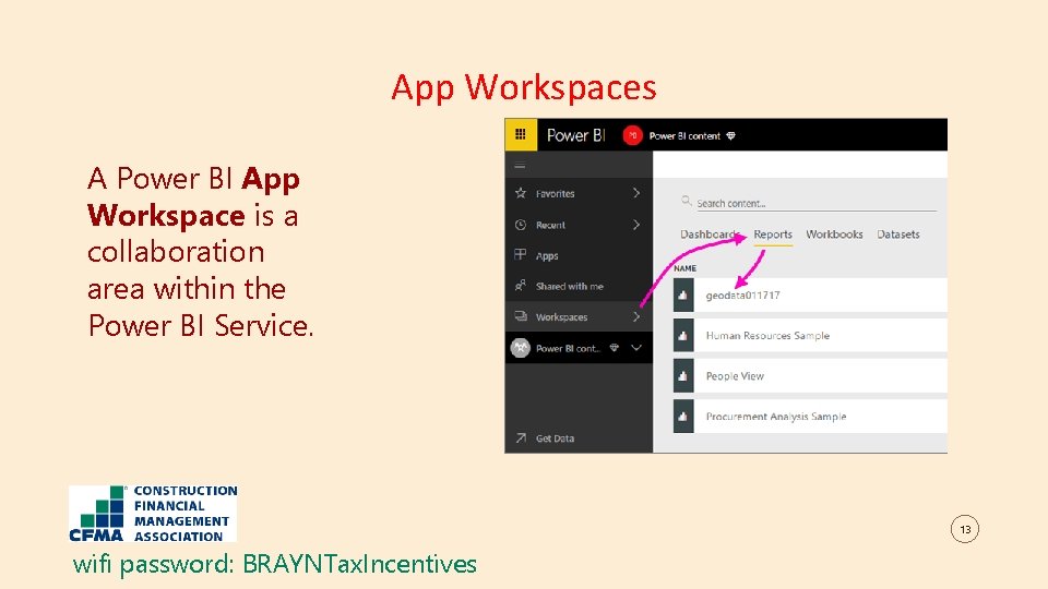 App Workspaces A Power BI App Workspace is a collaboration area within the Power
