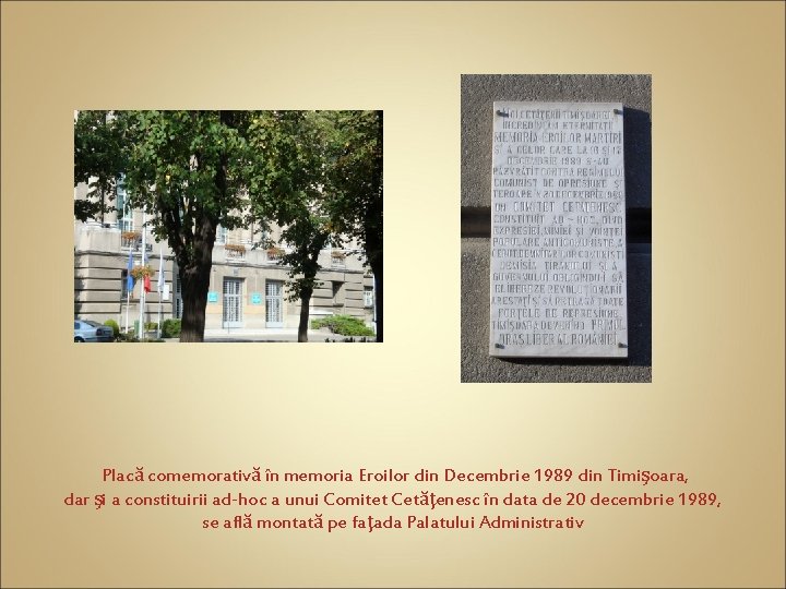 Placă comemorativă în memoria Eroilor din Decembrie 1989 din Timişoara, dar şi a constituirii