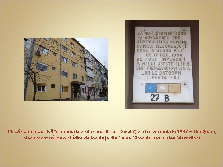 Placă comemorativă în memoria eroilor martiri ai Revoluţiei din Decembrie 1989 – Timişoara, placă