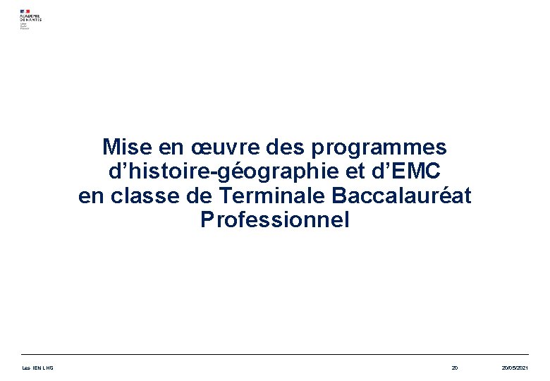 Mise en œuvre des programmes d’histoire-géographie et d’EMC en classe de Terminale Baccalauréat Professionnel