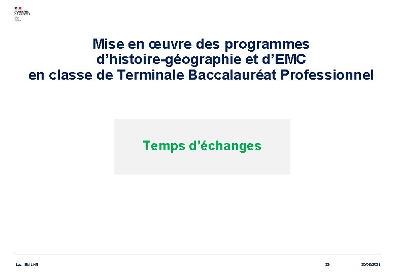 Mise en œuvre des programmes d’histoire-géographie et d’EMC en classe de Terminale Baccalauréat Professionnel