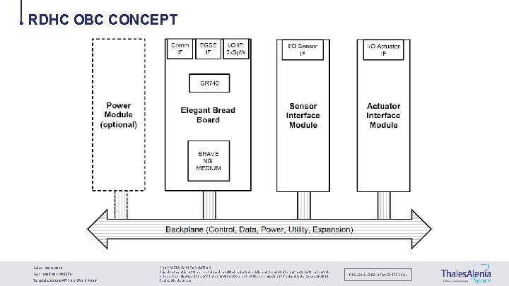 RDHC OBC CONCEPT Date: 28/11/2019 Ref: 0005 -0011485879 Template: 83230347 -DOC-TAS-EN-006 PROPRIETARY INFORMATION This