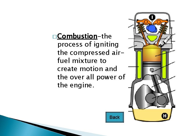 � Combustion-the process of igniting the compressed airfuel mixture to create motion and the