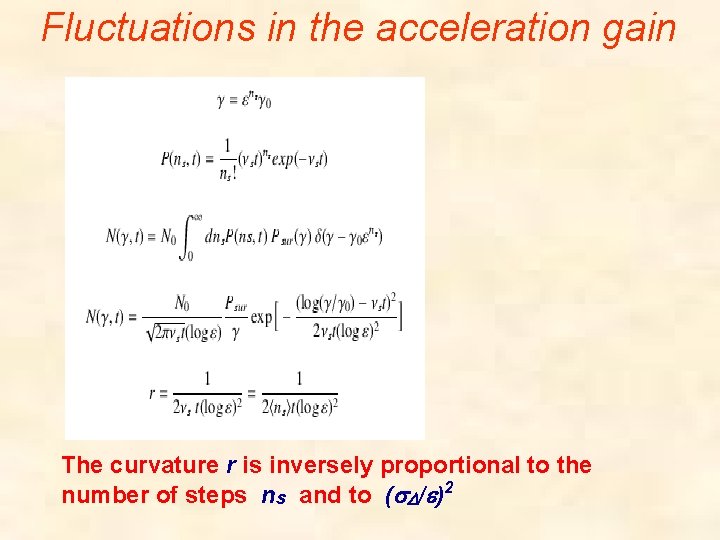 Fluctuations in the acceleration gain The curvature r is inversely proportional to the number