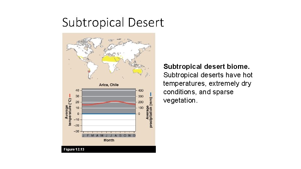 Subtropical Desert Subtropical desert biome. Subtropical deserts have hot temperatures, extremely dry conditions, and