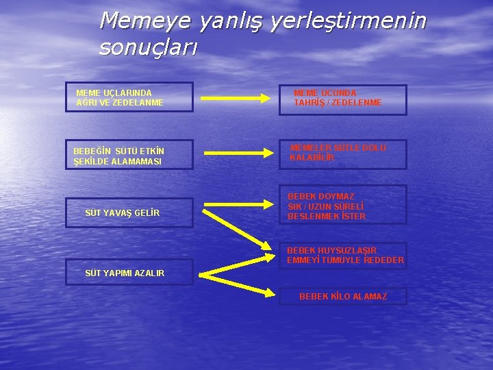 Memeye yanlış yerleştirmenin sonuçları MEME UÇLARINDA AĞRI VE ZEDELANME MEME UCUNDA TAHRİŞ / ZEDELENME