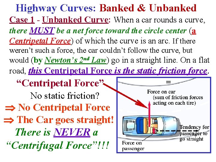 Highway Curves: Banked & Unbanked Case 1 - Unbanked Curve: When a car rounds