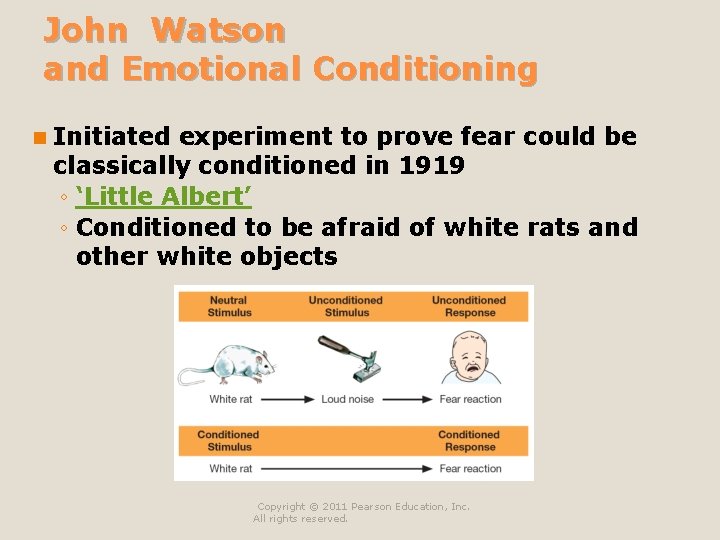 John Watson and Emotional Conditioning n Initiated experiment to prove fear could be classically