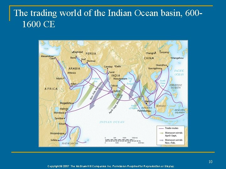 The trading world of the Indian Ocean basin, 6001600 CE 10 Copyright © 2007