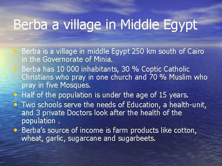 Berba a village in Middle Egypt • Berba is a village in middle Egypt Berba a village in Middle Egypt • Berba is a village in middle Egypt