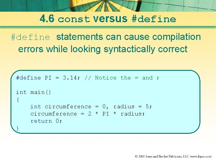 4. 6 const versus #define statements can cause compilation errors while looking syntactically correct