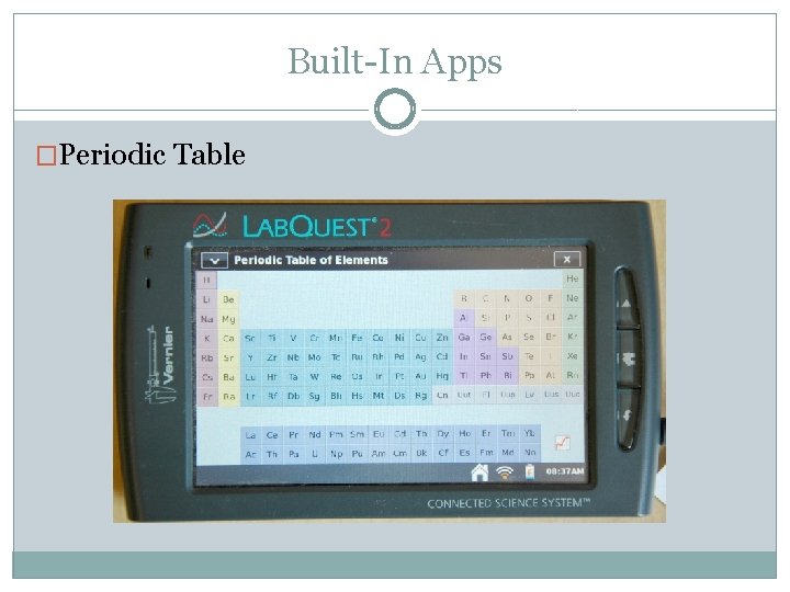 Built-In Apps �Periodic Table 