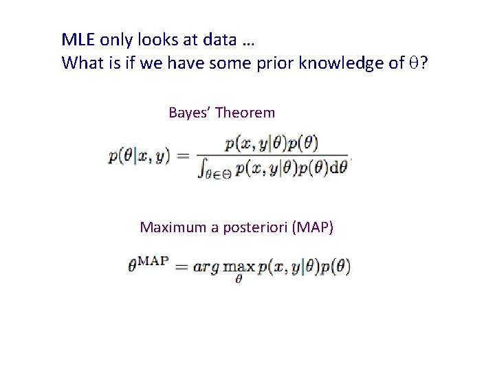 MLE only looks at data … What is if we have some prior knowledge