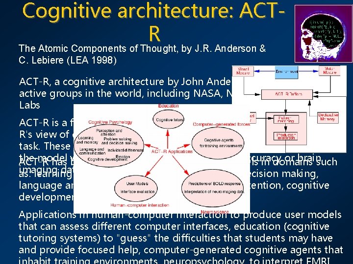 Cognitive architecture: ACTR The Atomic Components of Thought, by J. R. Anderson & C.