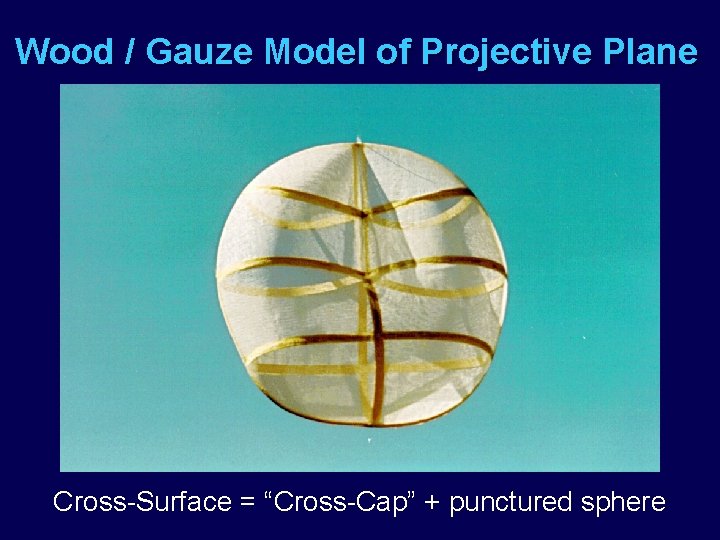 Wood / Gauze Model of Projective Plane Cross-Surface = “Cross-Cap” + punctured sphere 